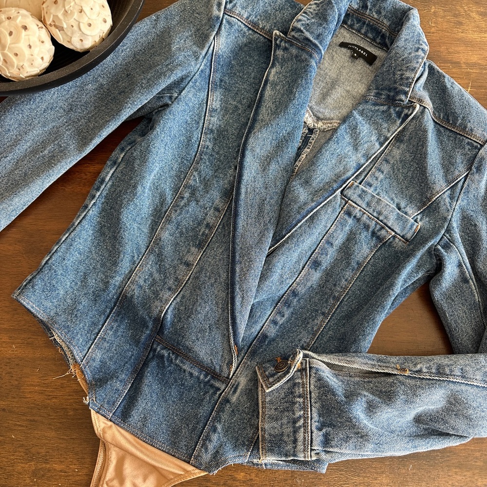 JLUXLABEL Medium Wash Dominica Structured Denim Bodysuit